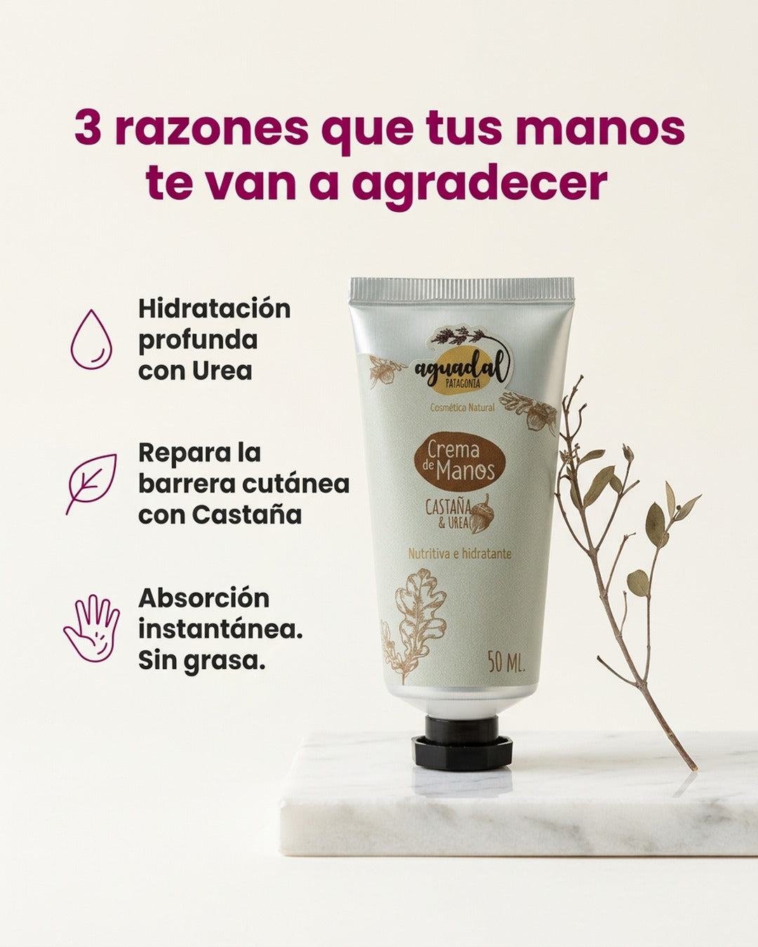Crema de manos Nutritiva e hidratante - Castañas y Urea 50 ml
