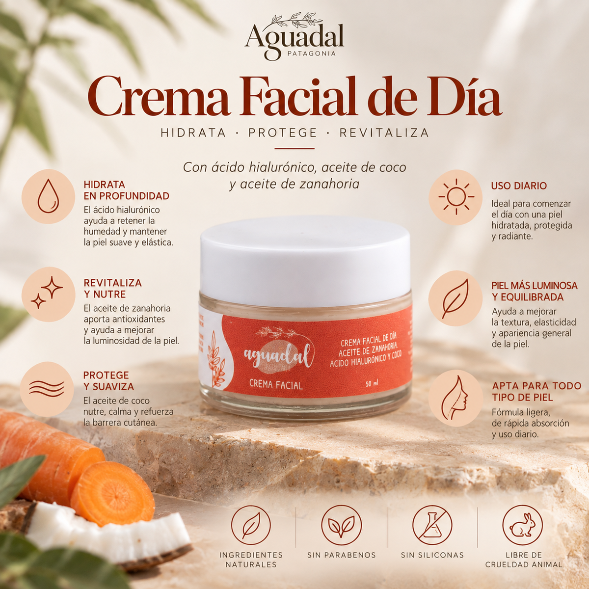Crema facial de dia - Zanahoria & Coco